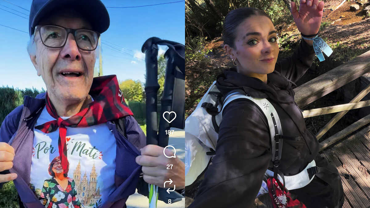 The touching story behind influencer Lucía de la Puerta wearing a cachirulo on the Camino de Santiago